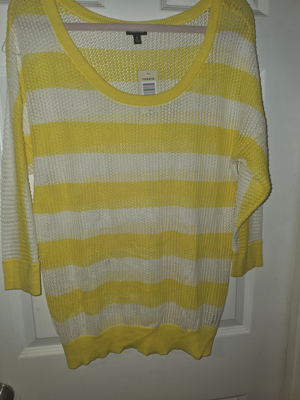 Torrid Yellow and White Striped Sweater - Women's Lightweight Knit Size 0 12 14